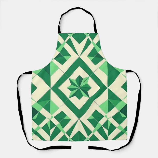 Tablier Motif étoile géométrique vert émeraude (Recto)