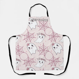 Tablier Motif fantôme rose pastel Halloween Kawaii