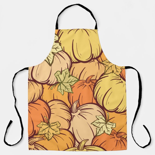 Tablier motif feuille citrouille vintage. (Recto)