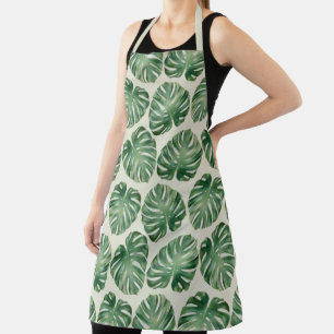 Tablier Motif Feuille de Monstera Tropicale Verte