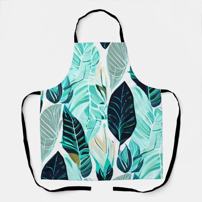 Tablier motif feuille en vert (Recto)