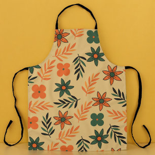 Tablier Motif Feuille Vintage les années 70 Floral