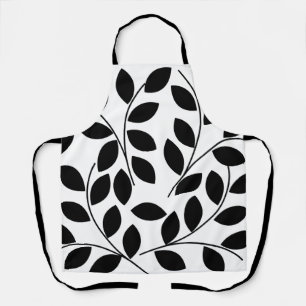 Tablier Motif Feuilles Noires