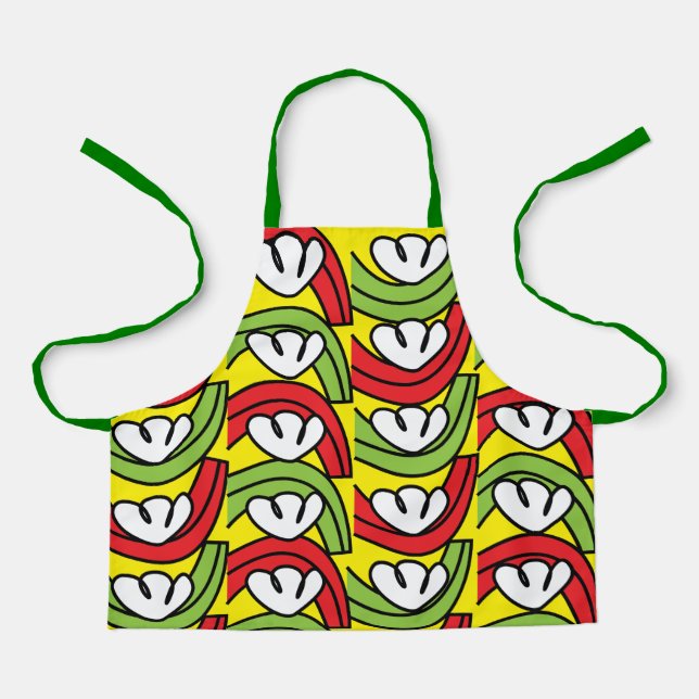 Tablier Motif Fleur Légume Vert Rouge Enfants (Recto)