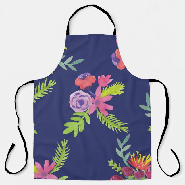 Tablier Motif Fleur sauvage aquarelle (Recto)