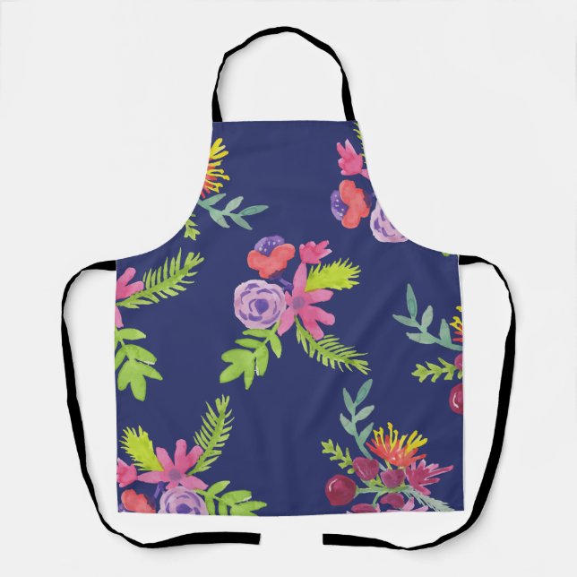 Tablier Motif Fleur sauvage aquarelle (Recto)