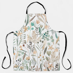 Tablier Motif fleur sauvage aquarelle transparente. Fleurs
