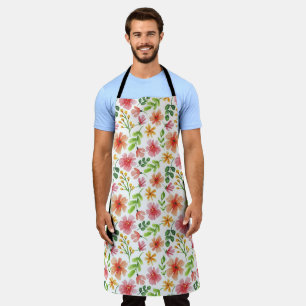Tablier Motif Fleurs Roses Aquarelle-69677