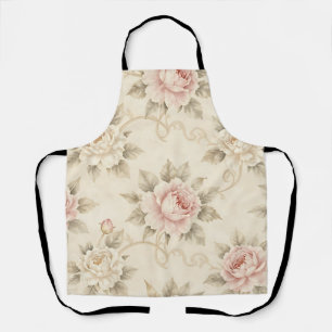 Tablier Motif floral à damas de rose rose vintage
