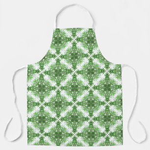 Tablier Motif floral abstrait en noir vert sur blanc