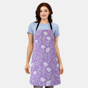 Tablier Motif floral blanc lavande violet clair
