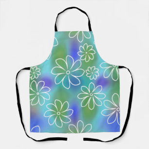 Tablier Motif floral bleu et vert