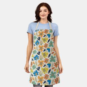 Tablier Motif floral bohème dessiné à la main de manière a
