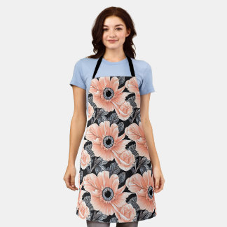 Tablier Motif floral botanique pêche clair