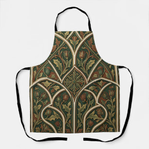 Tablier Motif floral Chardon Victorien vert foncé