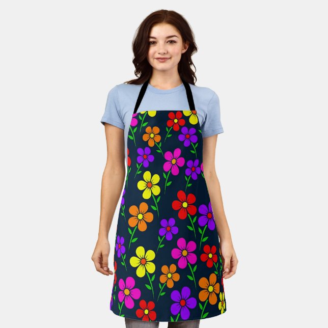Tablier Motif floral coloré (Porté)