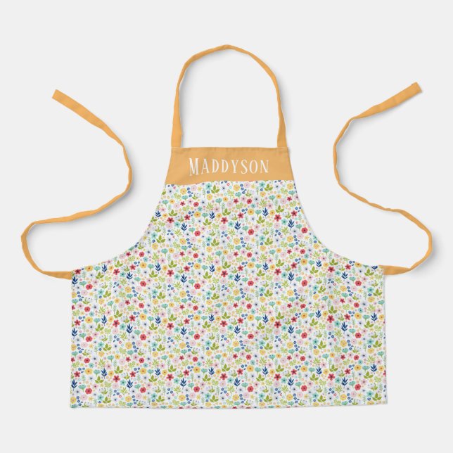 Tablier Motif floral coloré Impression (Recto)