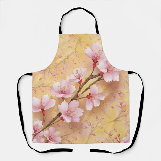 Tablier "Motif floral de fleurs de cerisier d'aquarelle" (Recto)
