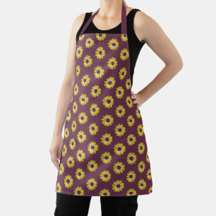 Tablier Motif floral de Marguerite Africaine Jaune sur Fon