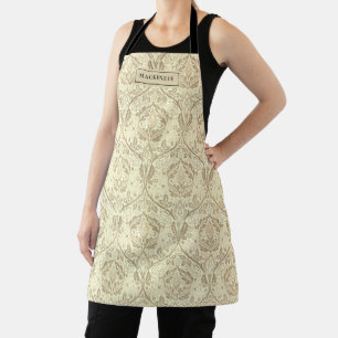 Tablier Motif floral élégant sépia beige