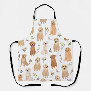 Tablier Motif floral Golden Retriever Chien mignon & Sau