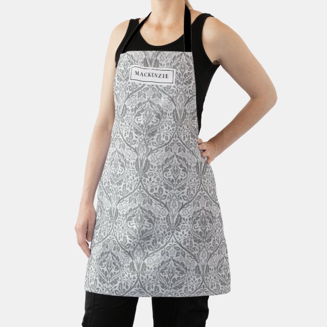 Tablier Motif floral gris élégant (Insitu)