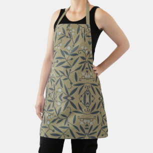 Tablier Motif floral orné avec des vignes bleu foncé