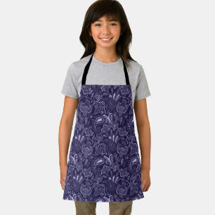 Tablier Motif floral paisley ethnique vintage bleu