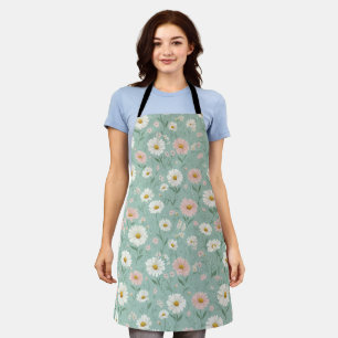 Tablier Motif floral pastel Cottagecore Daisy Menthe
