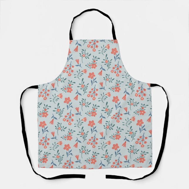 Tablier Motif floral Prairie de corail (Recto)