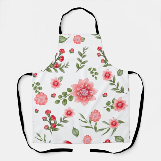 Tablier Motif floral rose élégant (Recto)