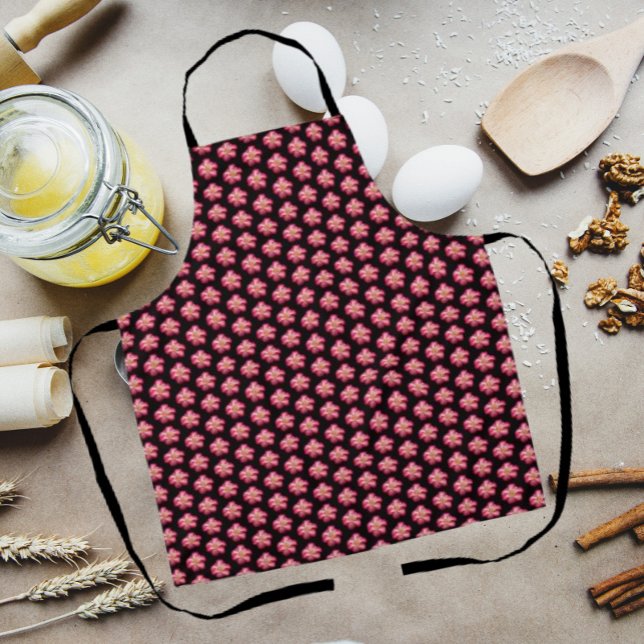 Tablier Motif floral rose sur noir (In Situ Kitchen)