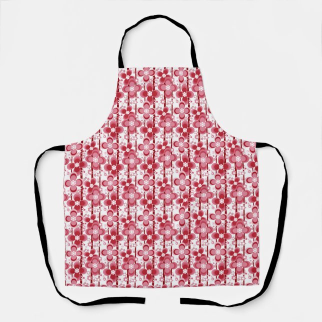 Tablier Motif floral rouge et blanc (Recto)