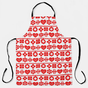 Tablier Motif floral rouge et cœur pour la Saint-Valentin