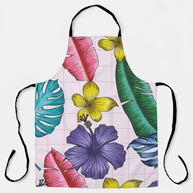 Tablier Motif floral sans couture avec feuilles. dos tropi (Recto)