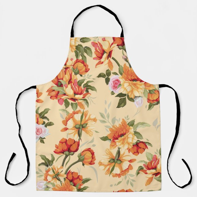 Tablier Motif floral sans couture avec rose, aquarelle. Il (Recto)