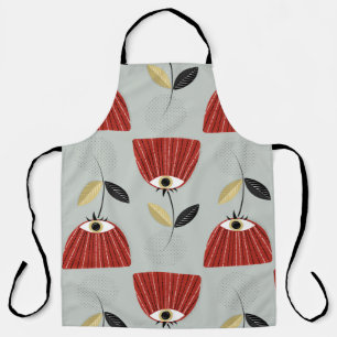 Tablier Motif floral sans soudure avec fleurs rouges fanta