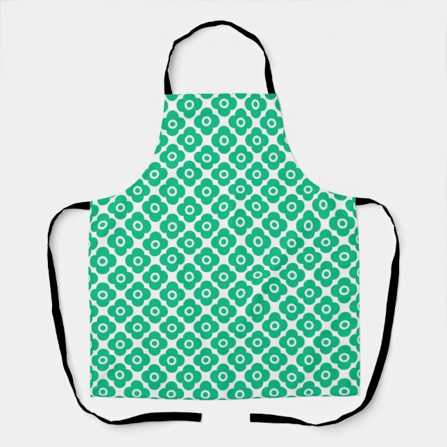 Tablier Motif floral simple vert et blanc rétro (Recto)