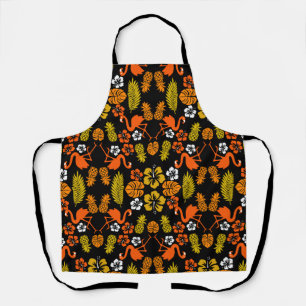 Tablier Motif floral tropical orange vif