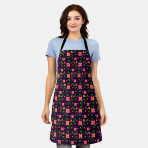 Tablier Motif floral vibrant sans couture sur fond violet