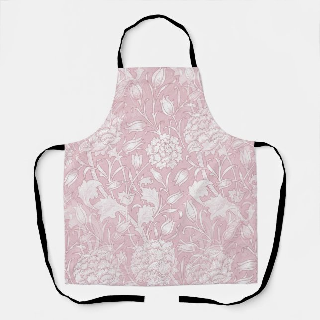 Tablier Motif Floral William Morris en rose (Recto)