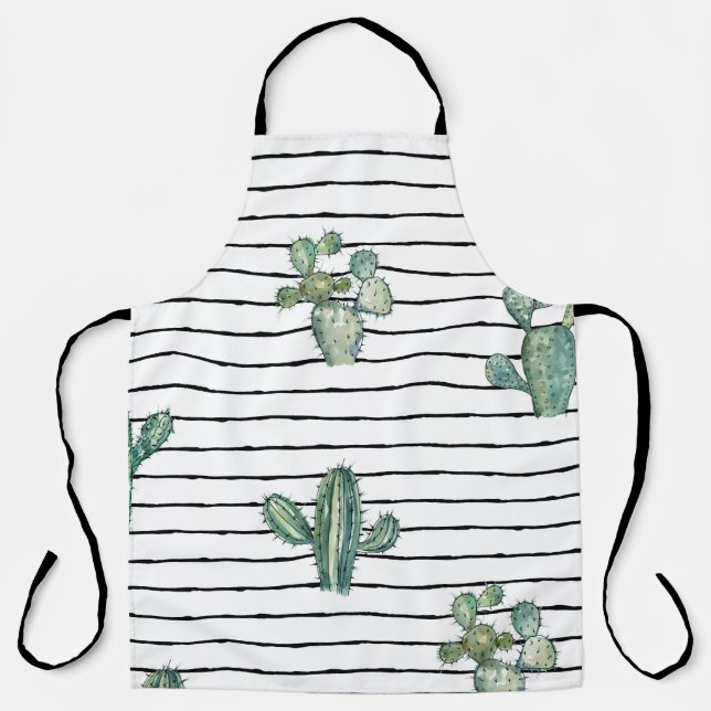 Tablier Motif fluide cactus aquarelle (Recto)