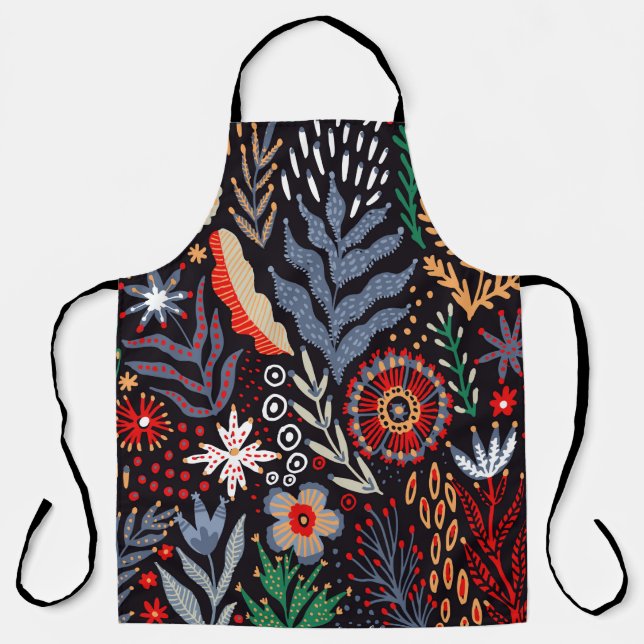 Tablier Motif folklorique, design textile transparent avec (Recto)