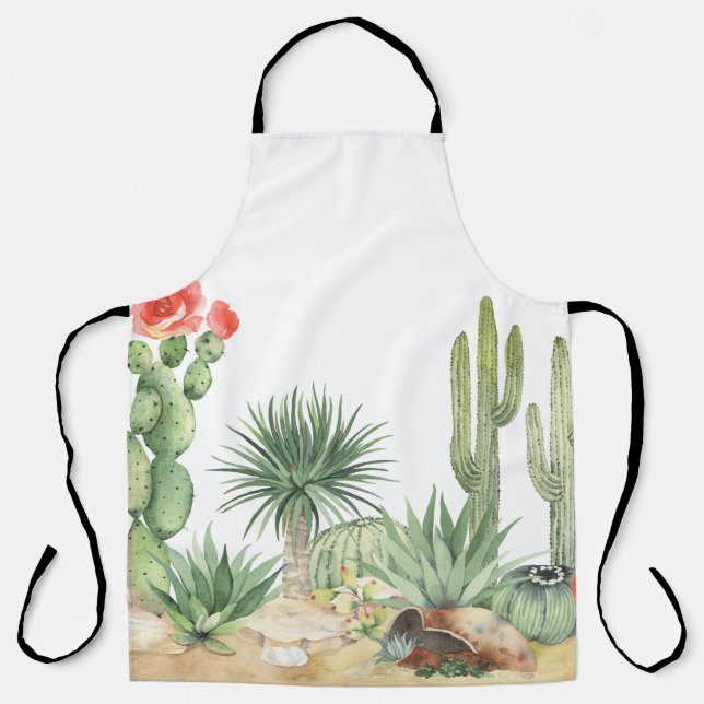 Tablier Motif frontalier des cactus en fleurs (Recto)