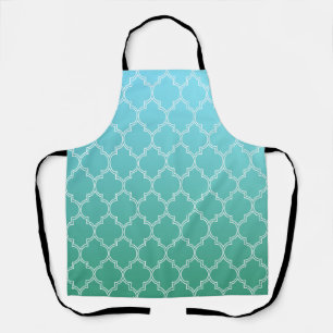 Tablier Motif géométrique Abstrait turquoise et blanc