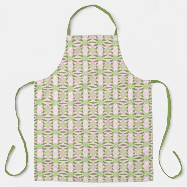 Tablier Motif géométrique abstrait vert et rose pastel (Recto)