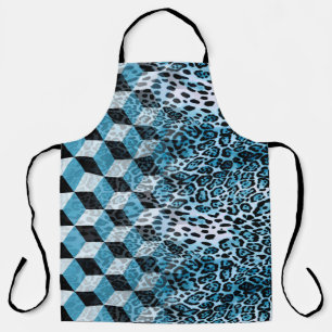 Tablier Motif géométrique avec peau de léopard, patte de l