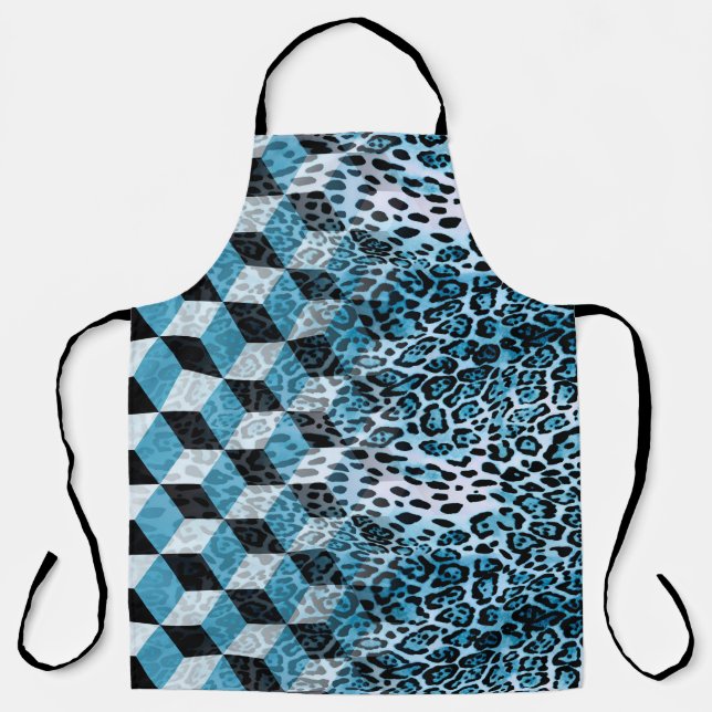Tablier Motif géométrique avec peau de léopard, patte de l (Recto)