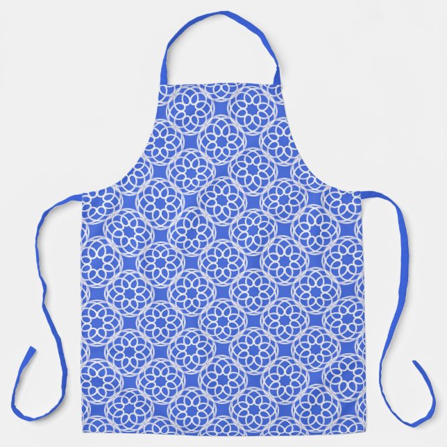 Tablier Motif géométrique bleu blanc sans couture (Recto)