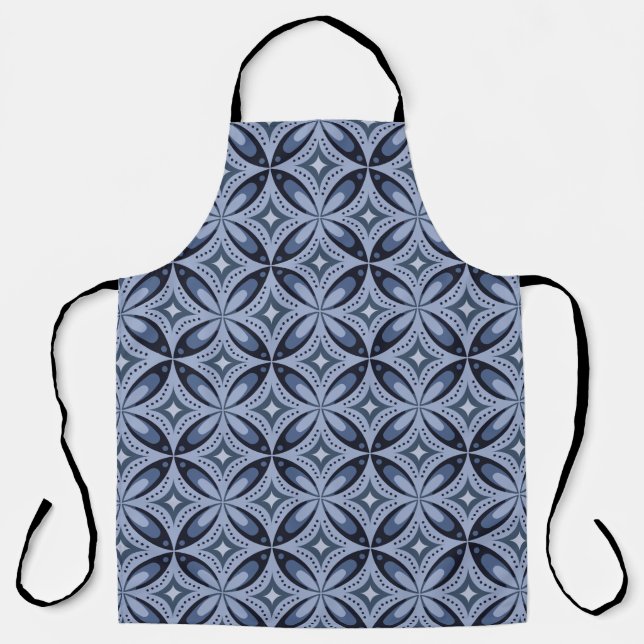 Tablier Motif géométrique bleu de style rétro (Recto)